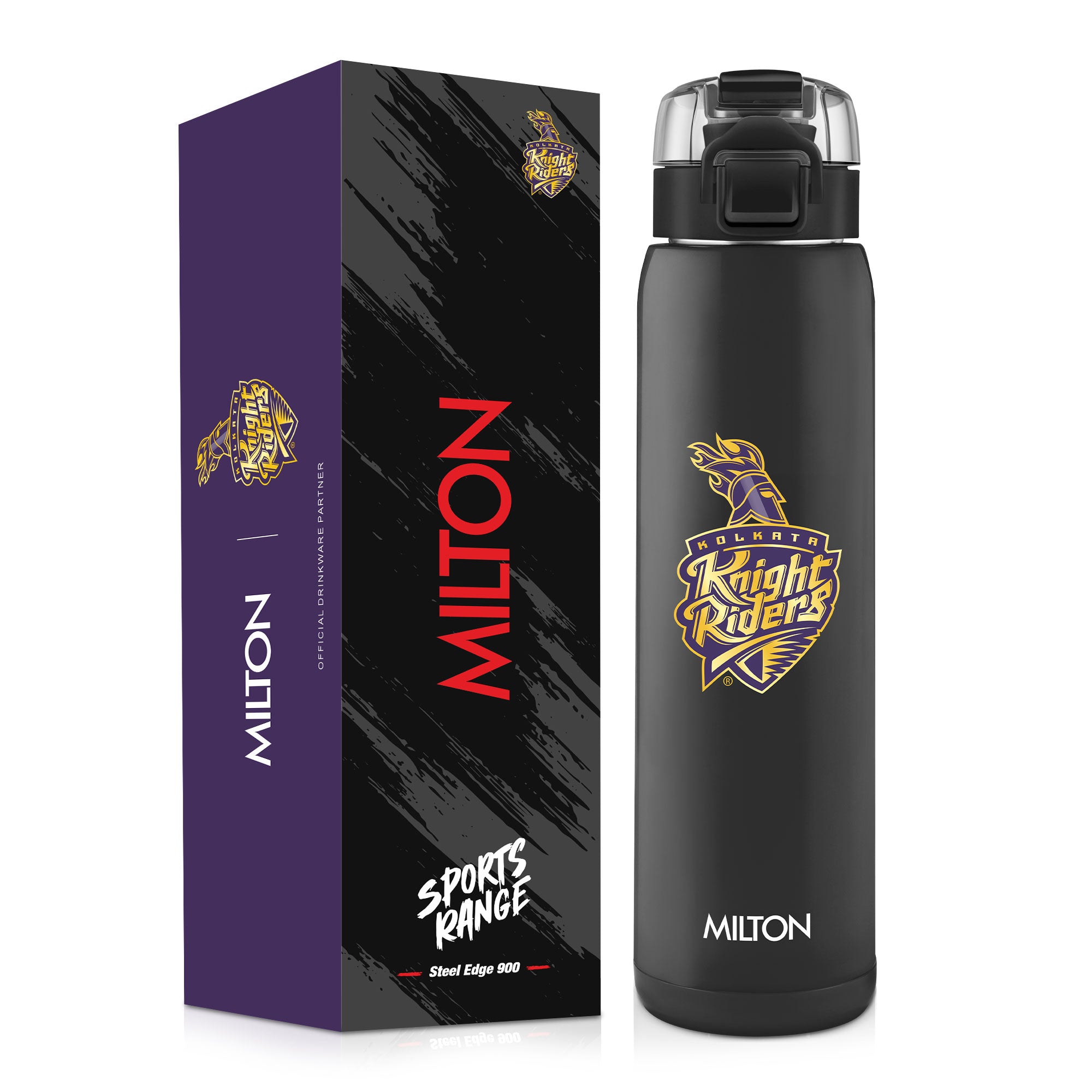 Sports Steel Edge UV Printing Thermoware Bottle With Twin Lid - Kolkata Knight Riders (KKR) - Milton