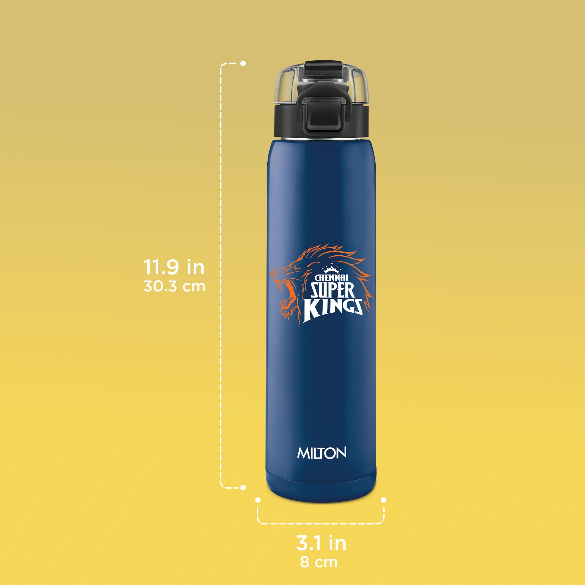 Sports Steel Edge UV Printing Thermoware Bottle With Twin Lid - Chennai Super Kings (CSK) - Milton