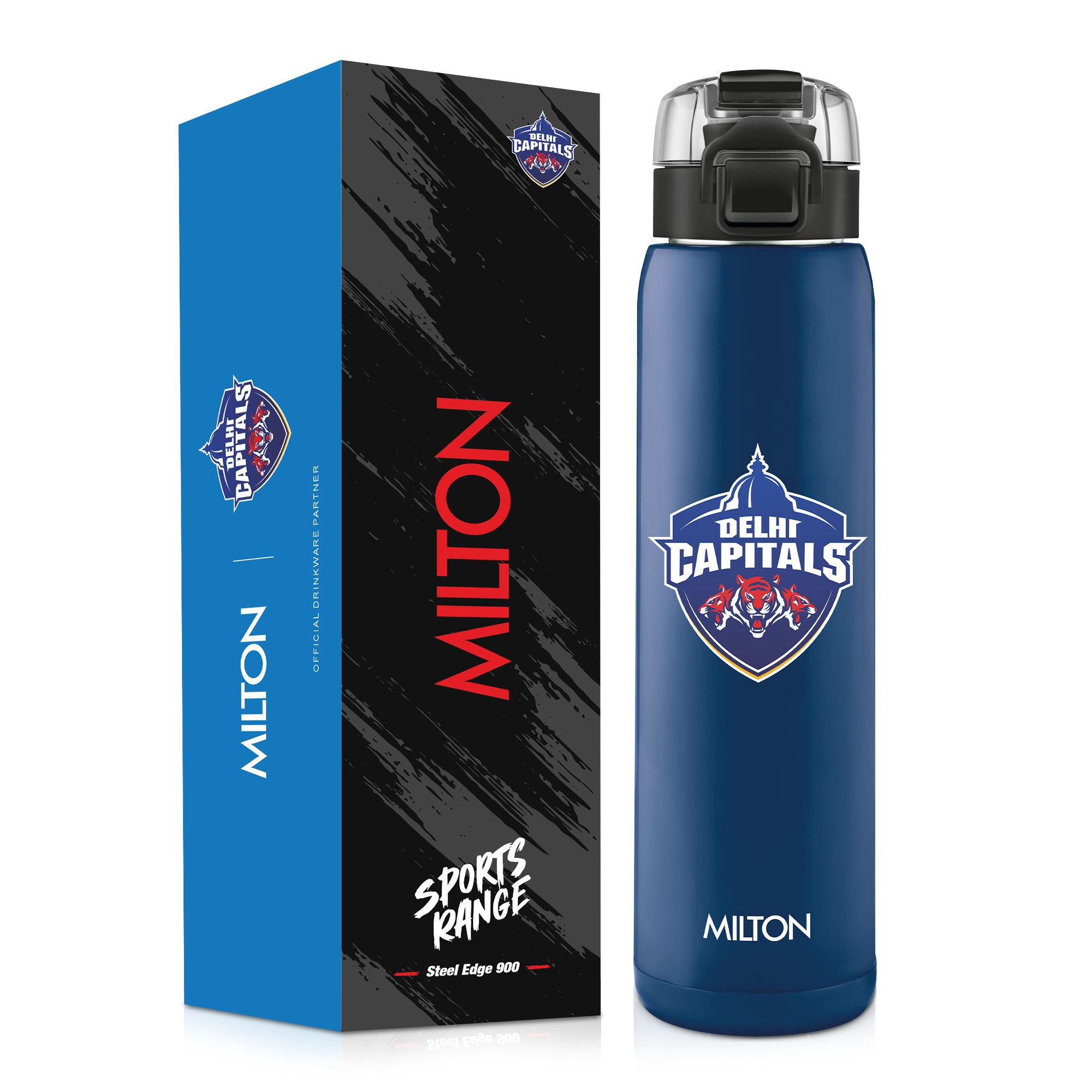 Sports Steel Edge UV Printing Thermoware Bottle With Twin Lid - Delhi Capitals (DC) - Milton