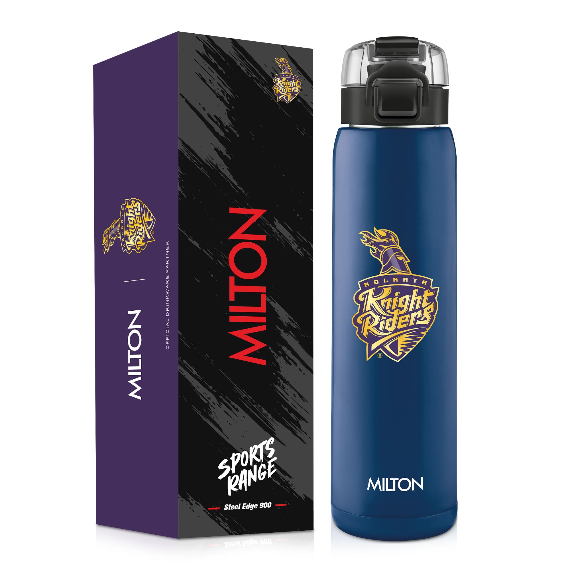 Sports Steel Edge UV Printing Thermoware Bottle With Twin Lid - Kolkata Knight Riders (KKR) - Milton