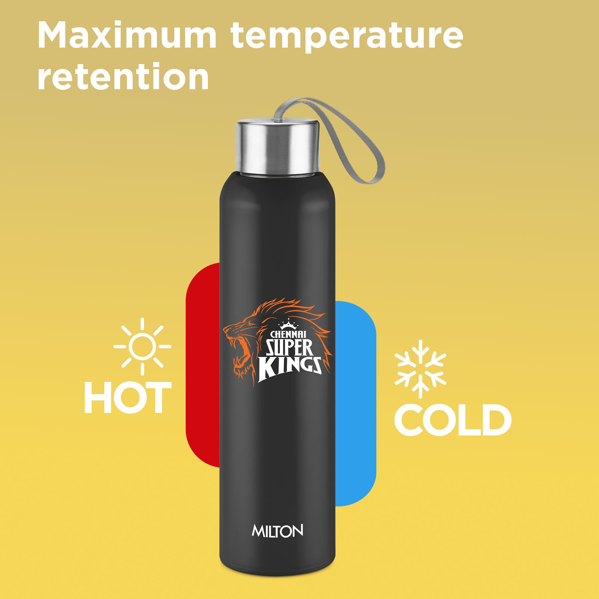 Sports Steel Halo UV Printing Water Bottle - Chennai Super Kings (CSK) - Milton
