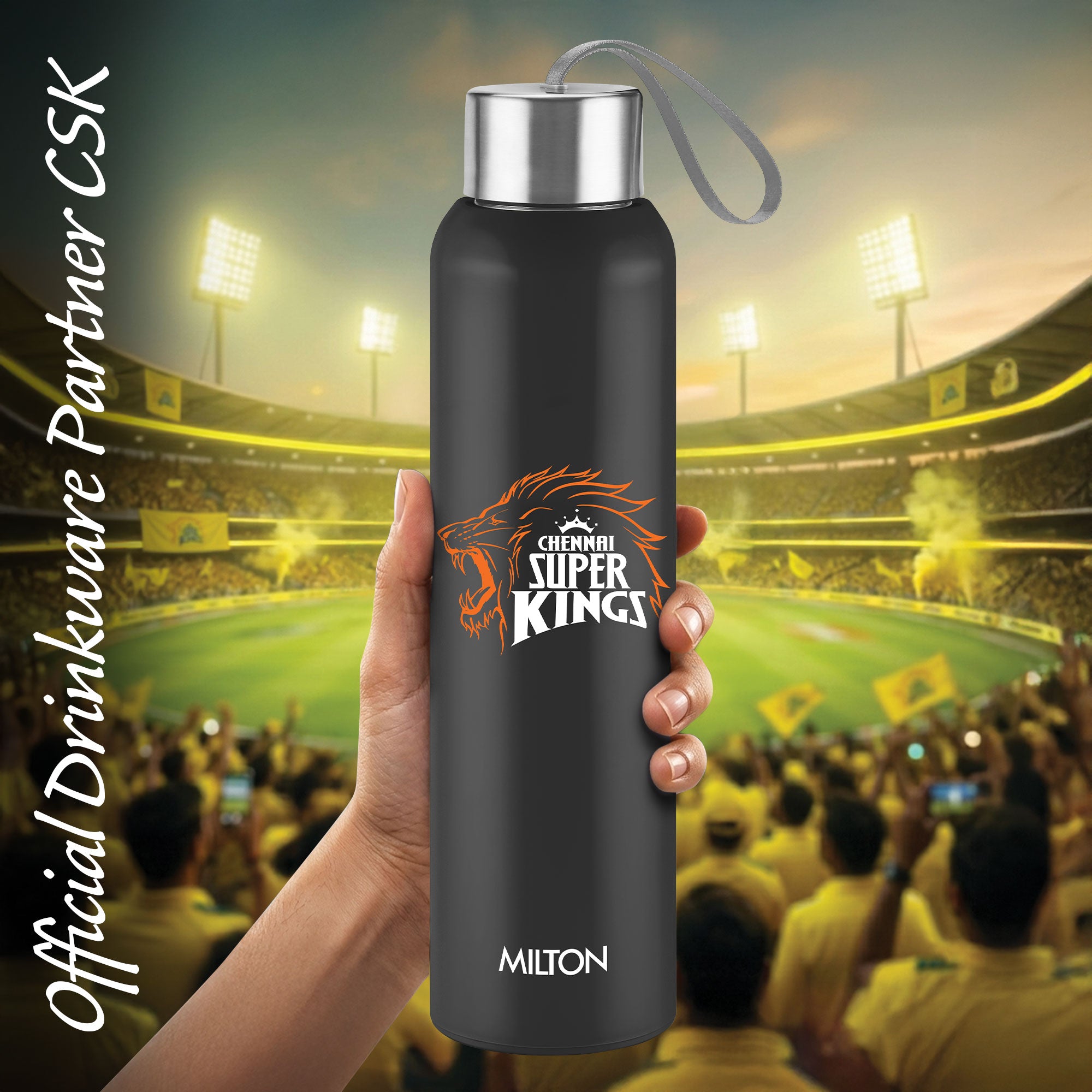 Sports Steel Halo UV Printing Water Bottle - Chennai Super Kings (CSK) - Milton