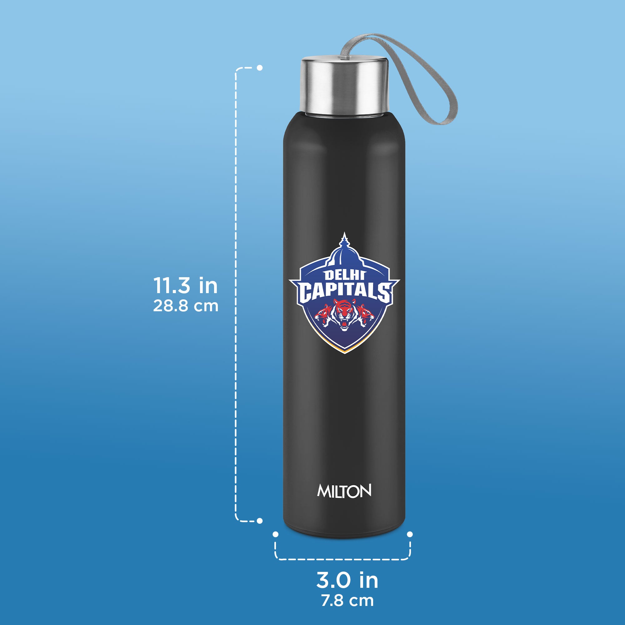Sports Steel Halo UV Printing Water Bottle - Delhi Capitals (DC) - Milton