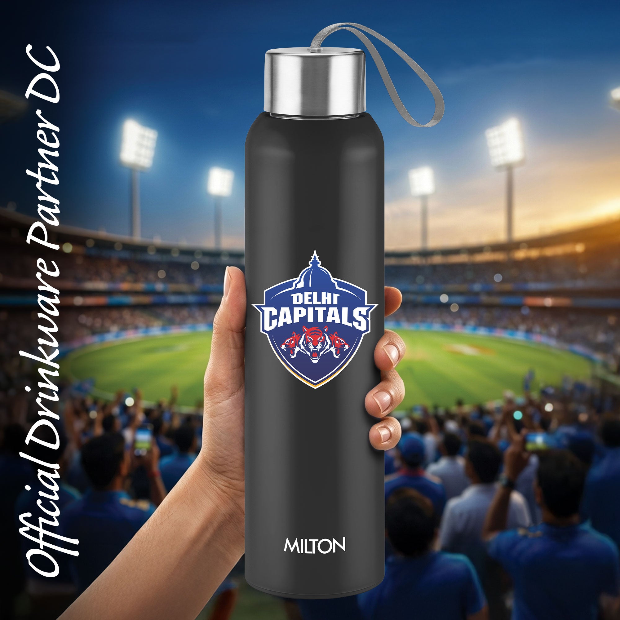 Sports Steel Halo UV Printing Water Bottle - Delhi Capitals (DC) - Milton