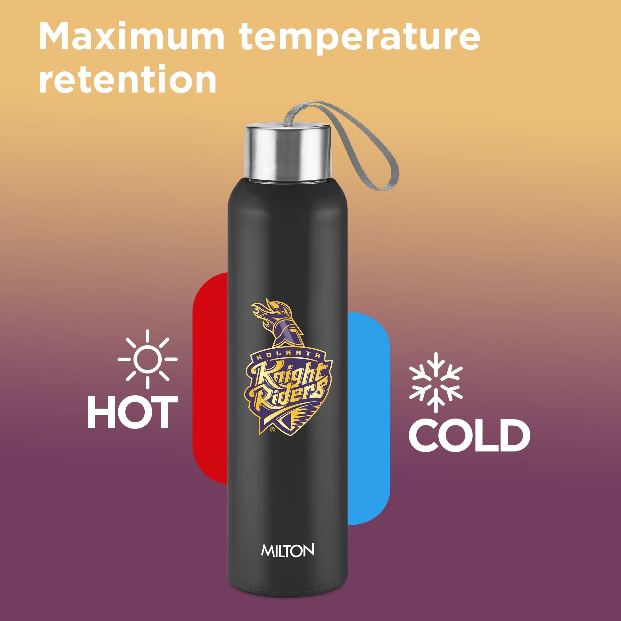 Sports Steel Halo UV Printing Water Bottle - Kolkata Knight Riders (KKR) - Milton