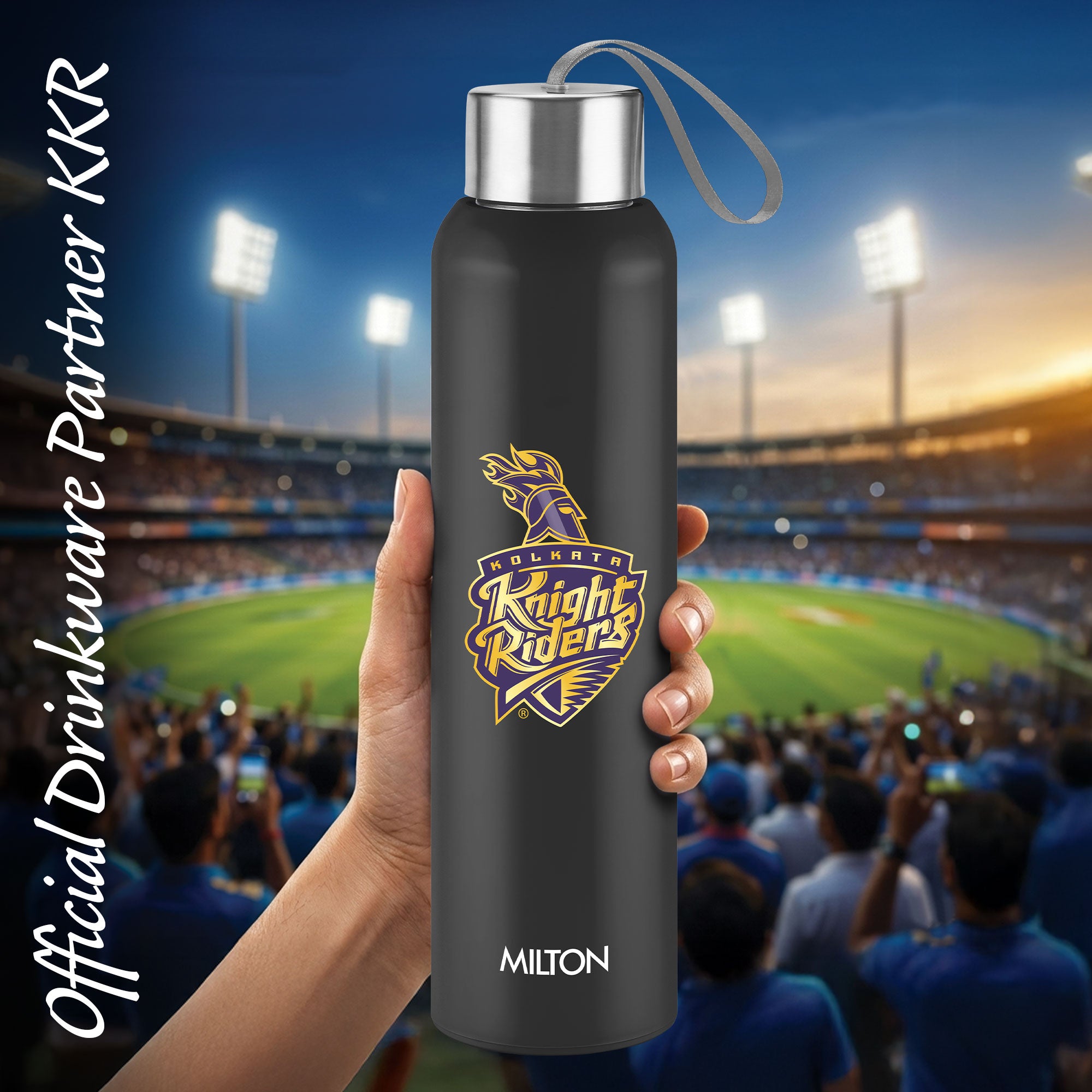 Sports Steel Halo UV Printing Water Bottle - Kolkata Knight Riders (KKR) - Milton