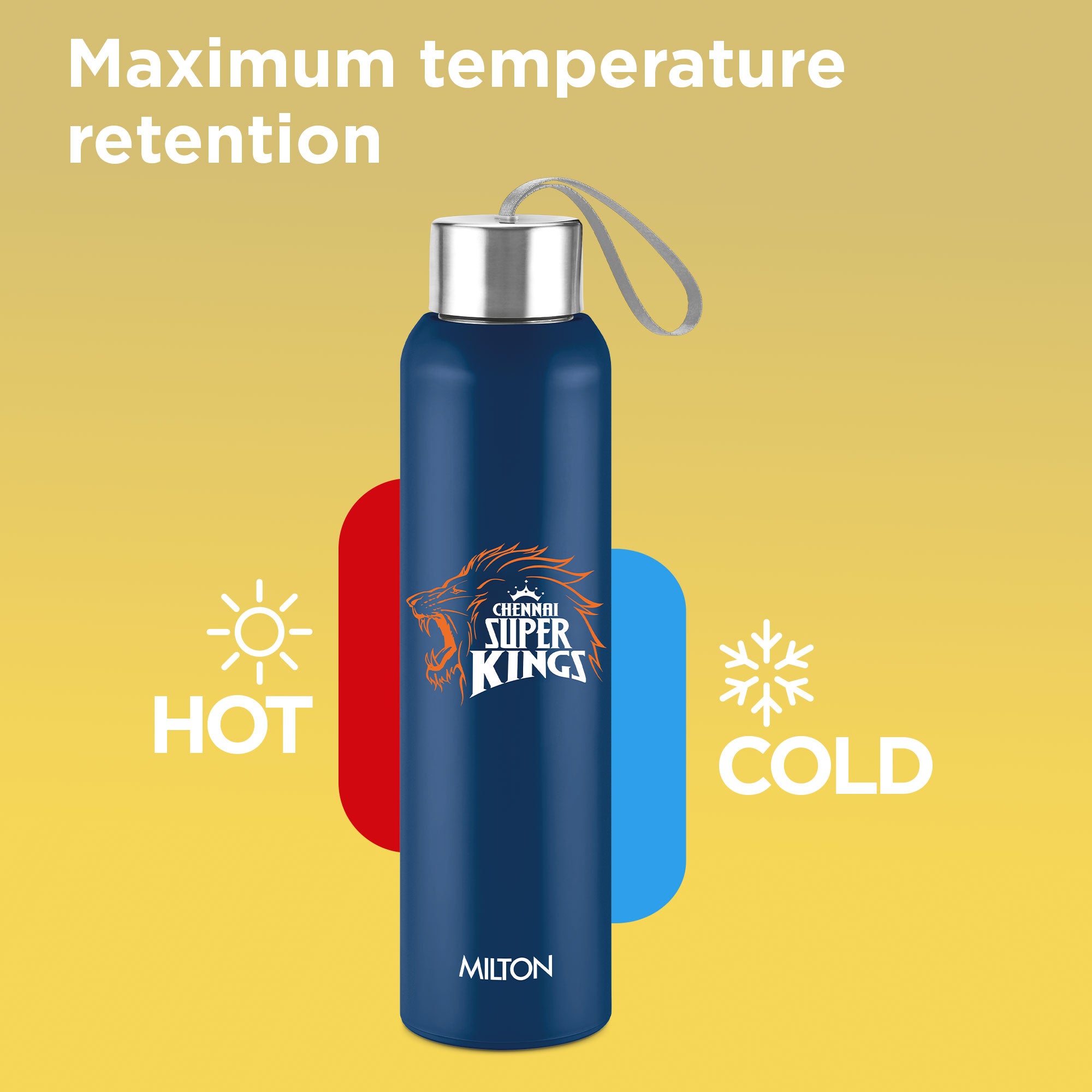 Sports Steel Halo UV Printing Water Bottle - Chennai Super Kings (CSK) - Milton