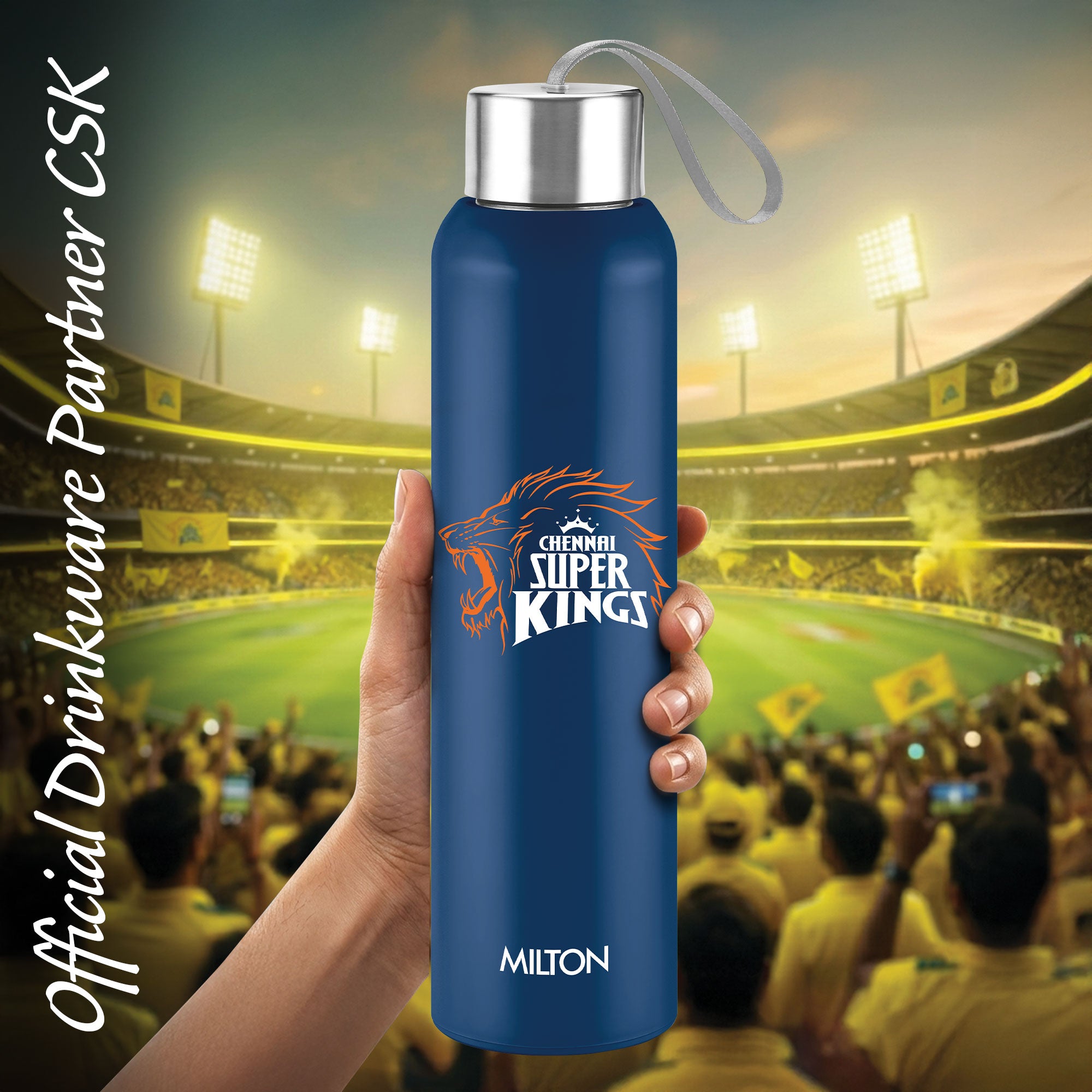 Sports Steel Halo UV Printing Water Bottle - Chennai Super Kings (CSK) - Milton