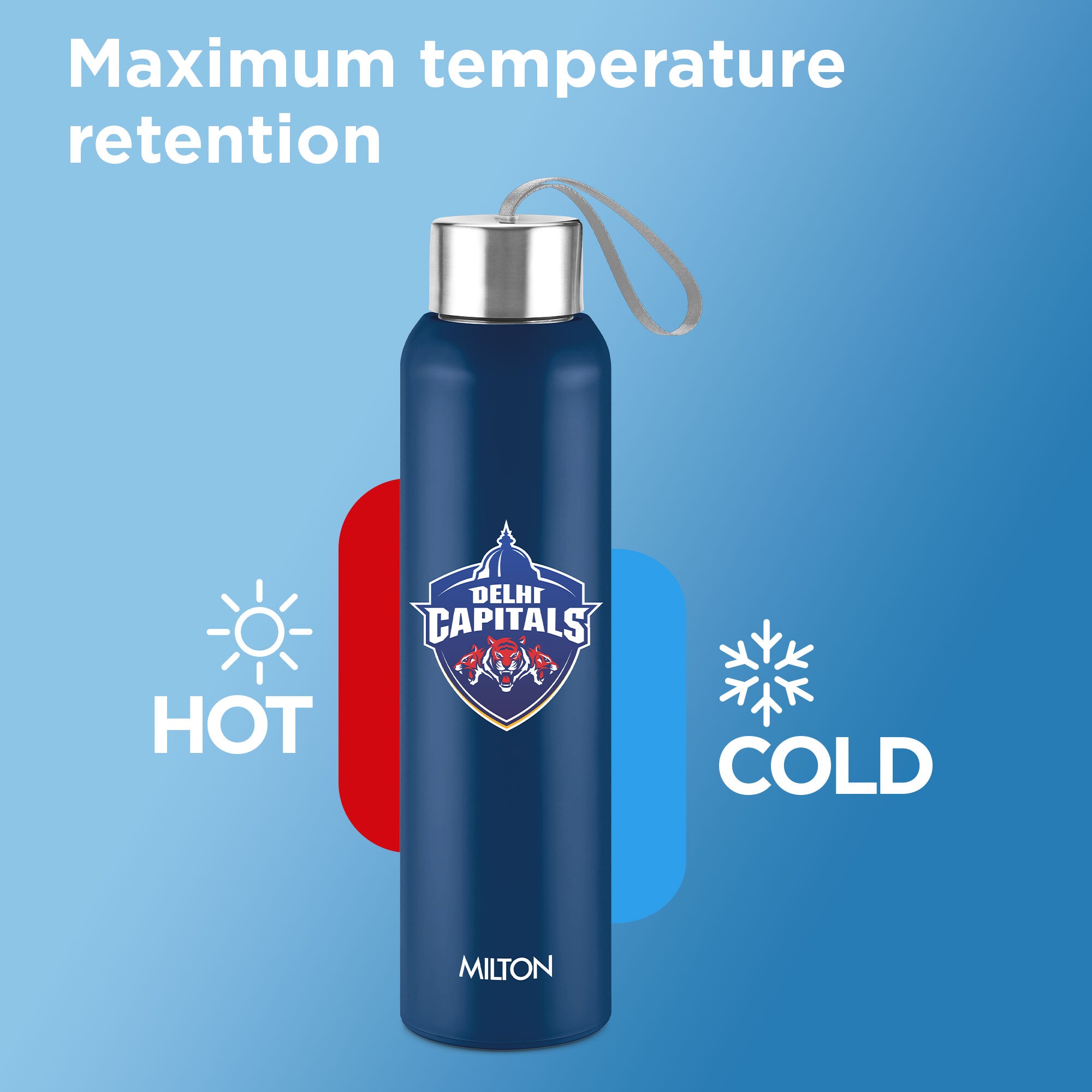 Sports Steel Halo UV Printing Water Bottle - Delhi Capitals (DC) - Milton