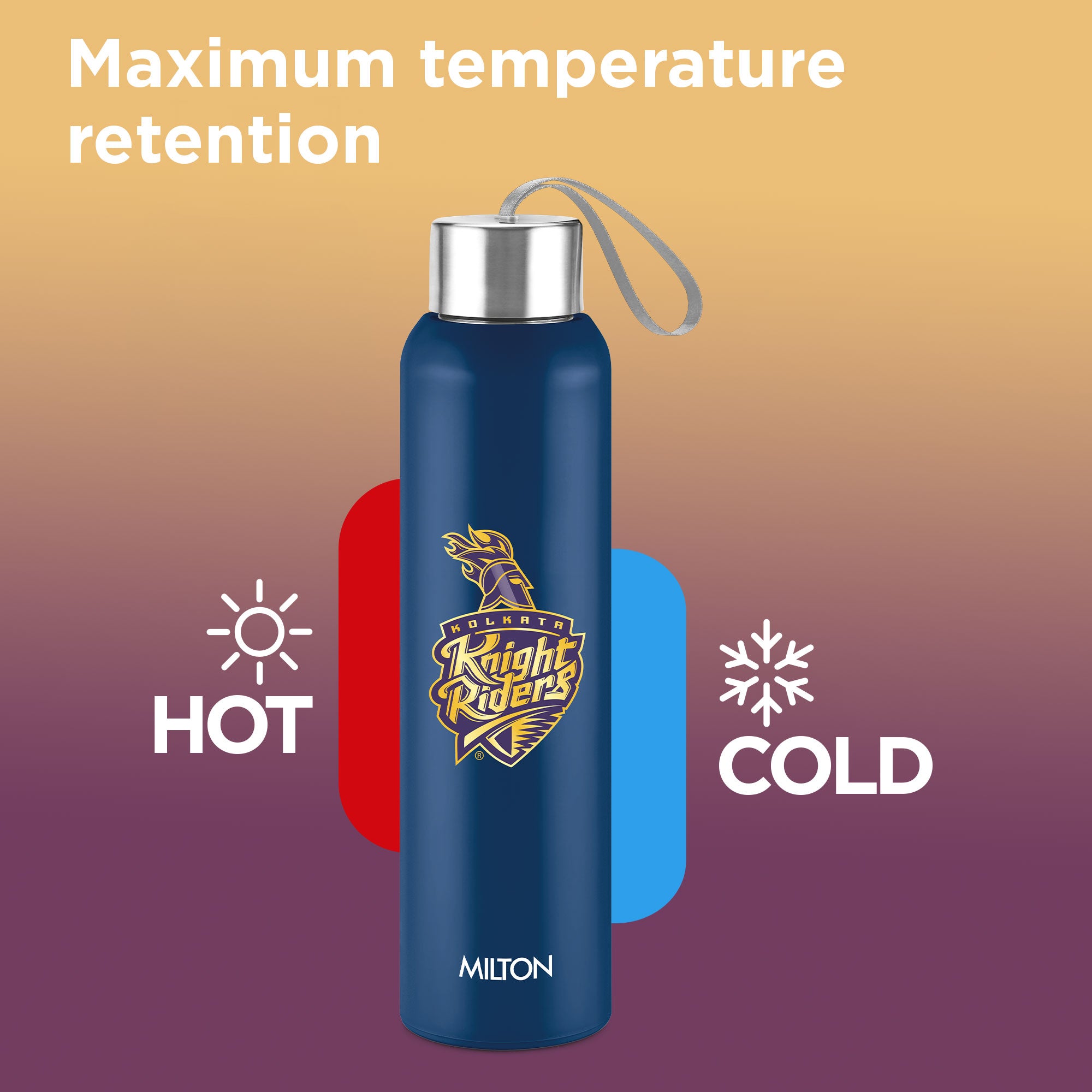 Sports Steel Halo UV Printing Water Bottle - Kolkata Knight Riders (KKR) - Milton