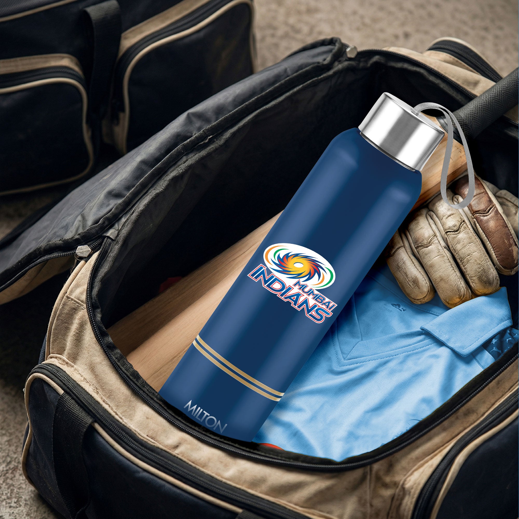 Sports Steel Halo UV Printing Water Bottle - Mumbai Indians (MI) - Milton