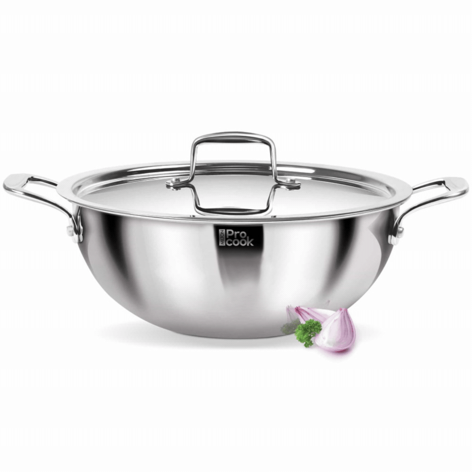 Personalized Deep Kadhai With Lid SS Triply (Milton Procook)