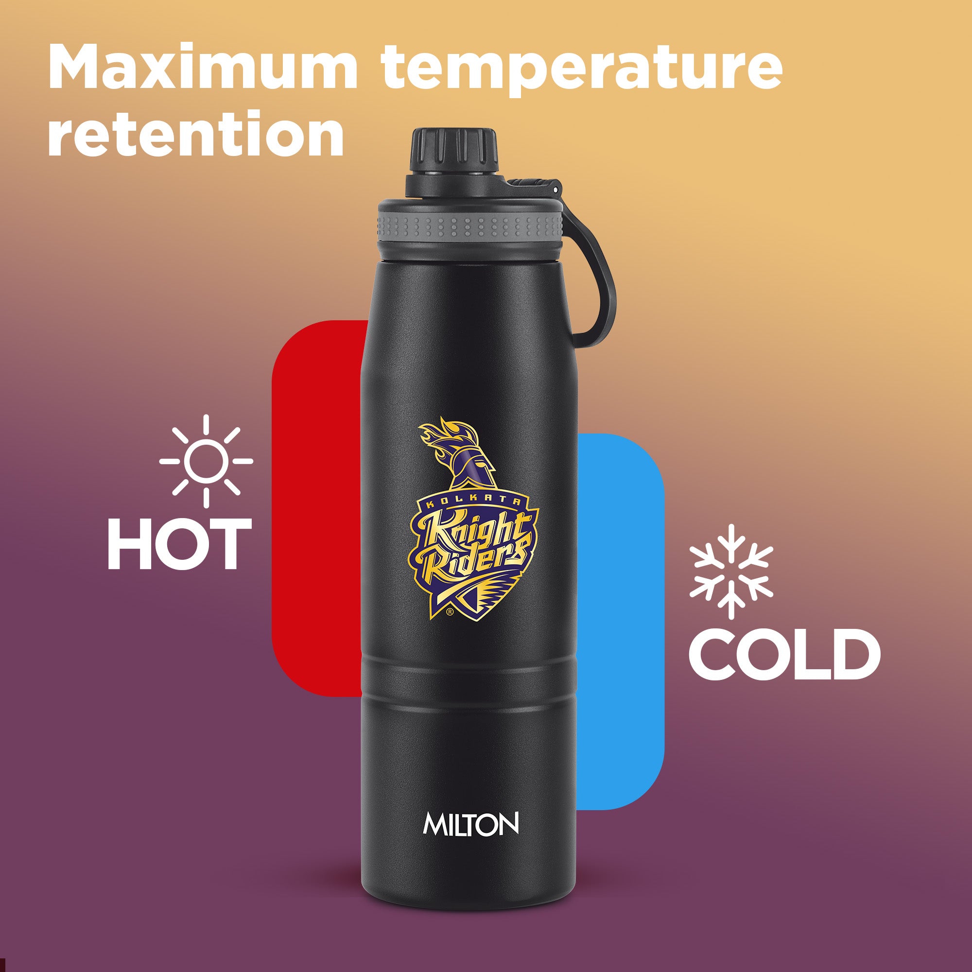 Sports Sparkle UV Printing Thermosteel Bottle - Kolkata Knight Riders (KKR) - Milton