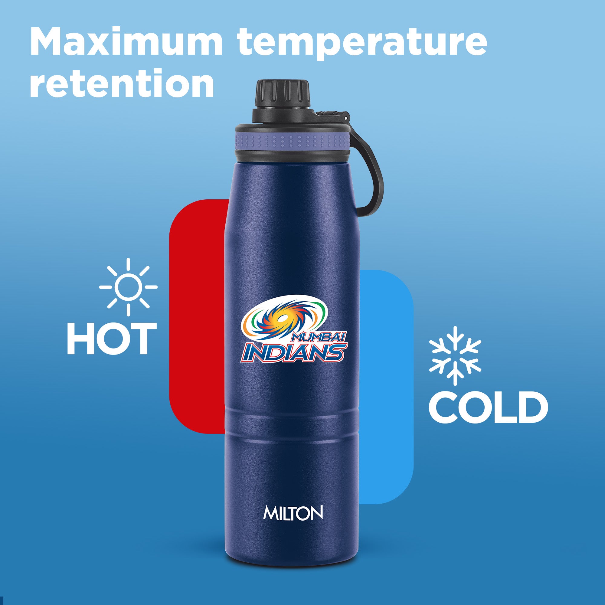 Sports Sparkle UV Printing Thermosteel Bottle - Mumbai Indians (MI) - Milton