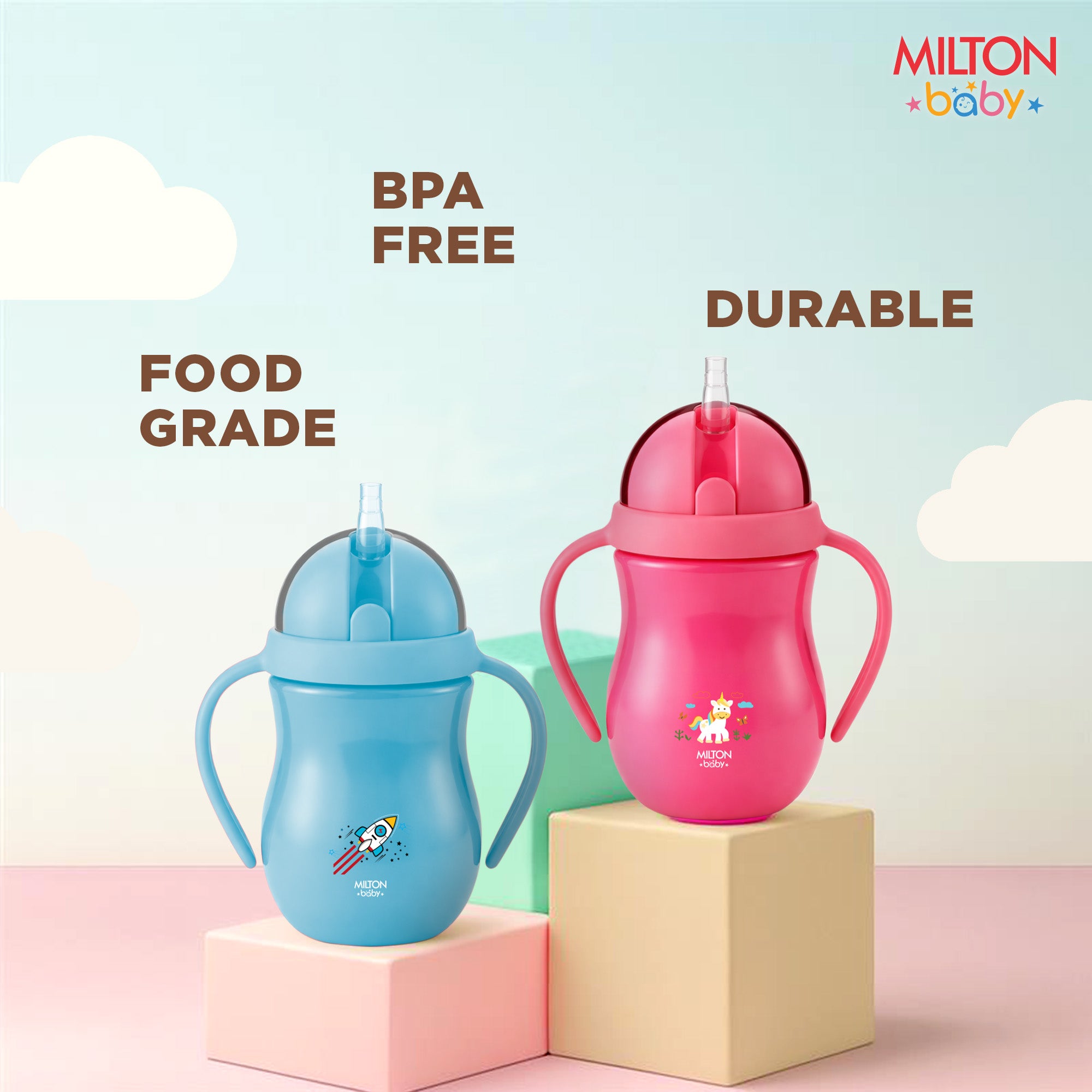 Straw Sipper With Handle Bottle For Baby (Milton)