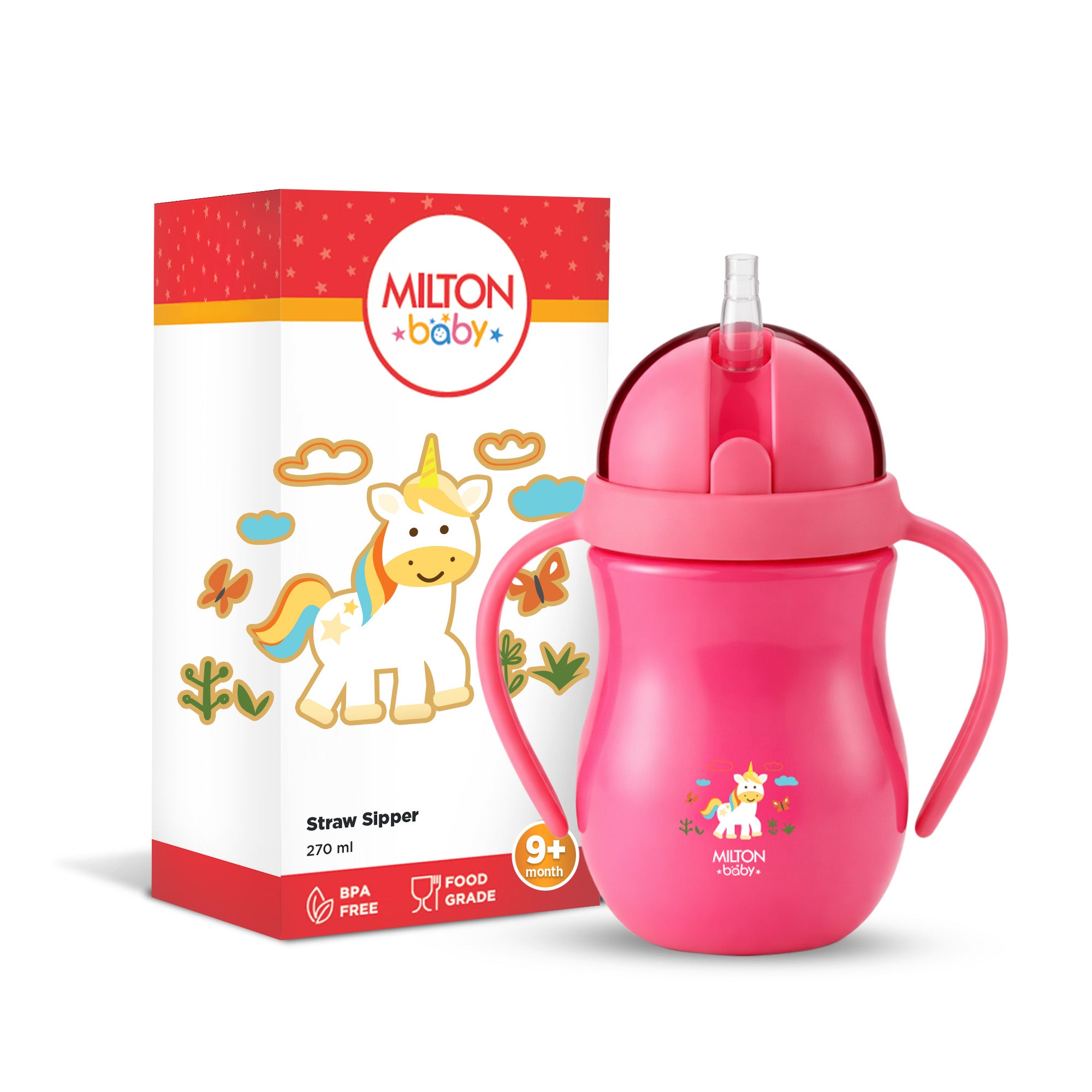 Straw Sipper With Handle Bottle For Baby (Milton)