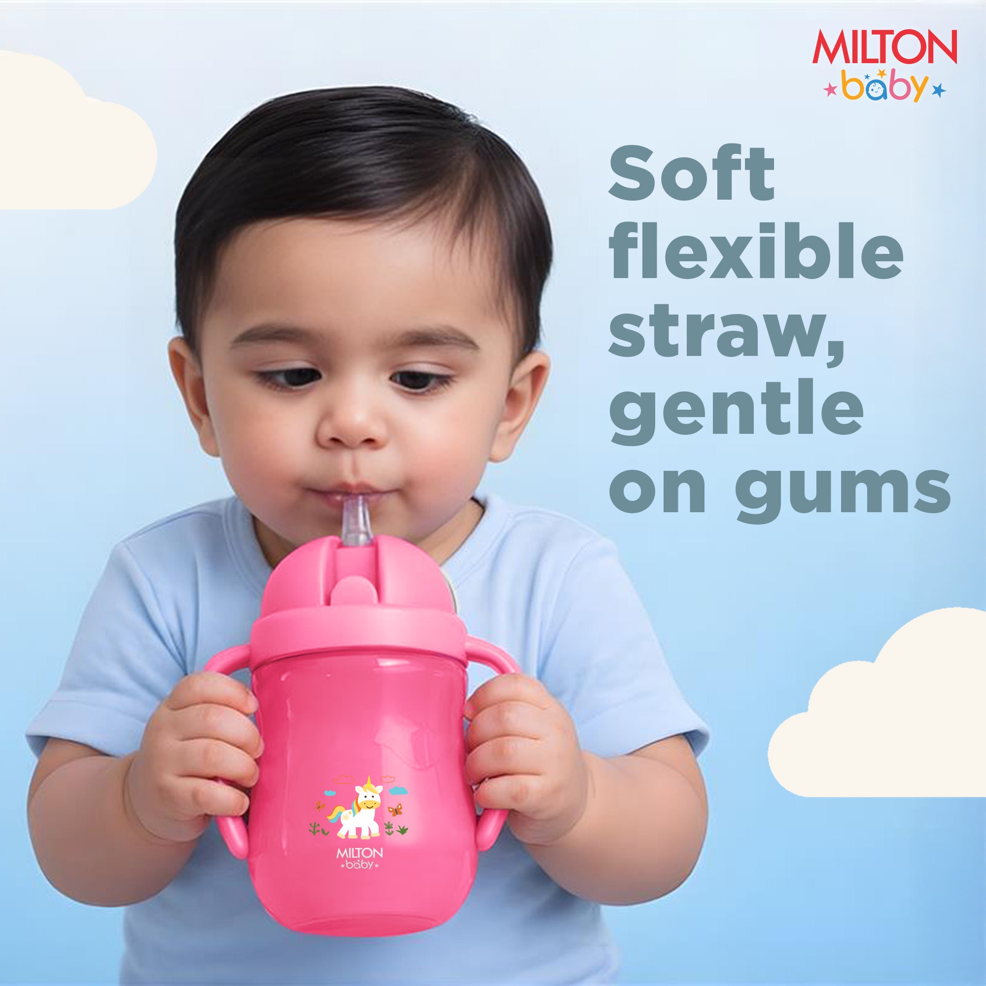 Straw Sipper With Handle Bottle For Baby (Milton)