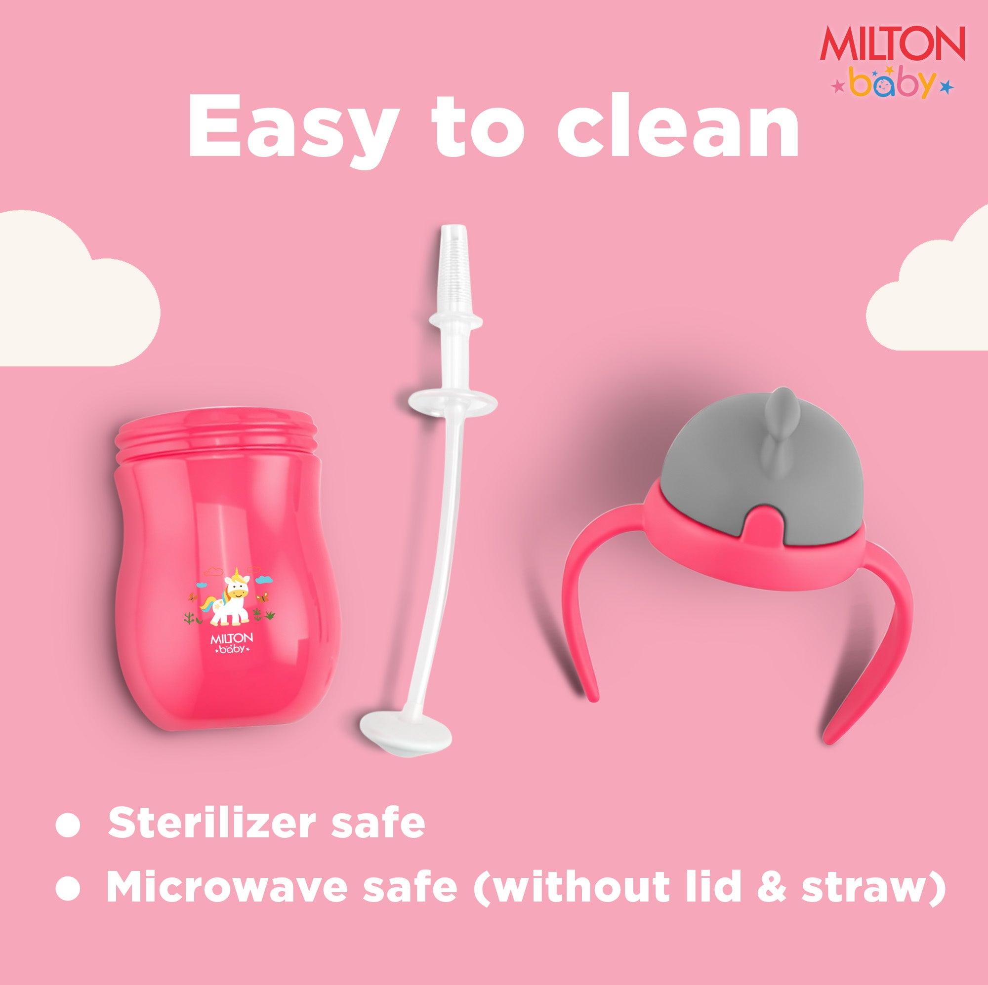 Straw Sipper With Handle Bottle For Baby (Milton)