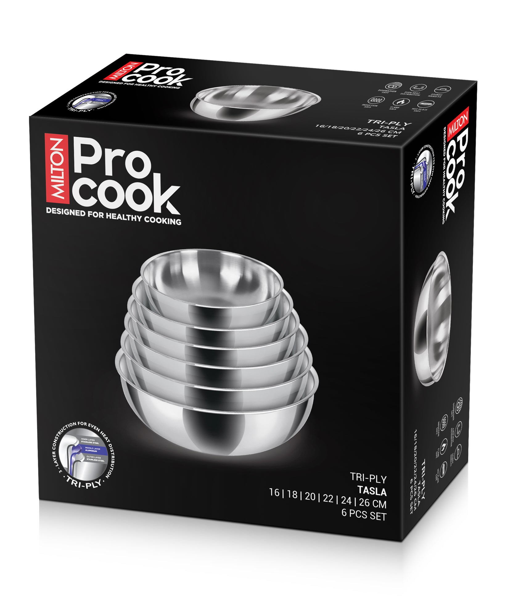 Buy Tasla Set Triply 6 Piece Online at Best Price | Milton ProCook
