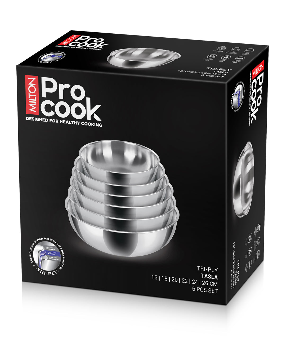 Tasla Set Triply 6 Pcs (Milton Procook)