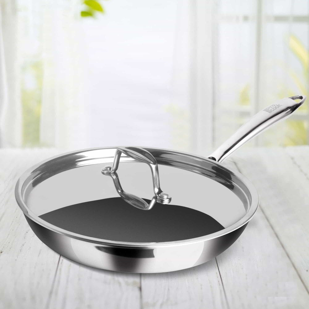 Triply Stainless Steel Fry Pan With Lid