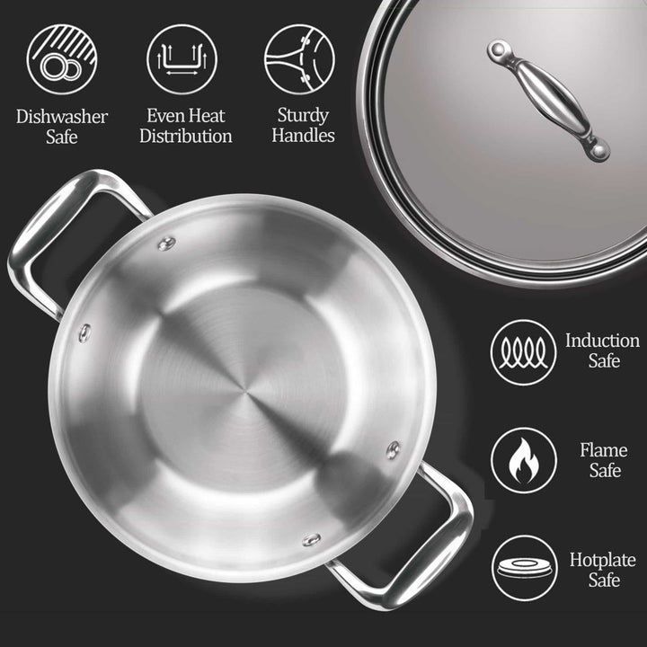 Triply Stainless Steel Kadhai with Lid (Milton Procook)