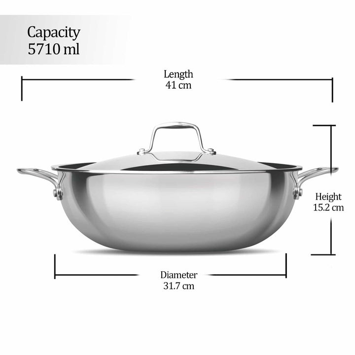 Triply Stainless Steel Kadhai with Lid (Milton Procook)