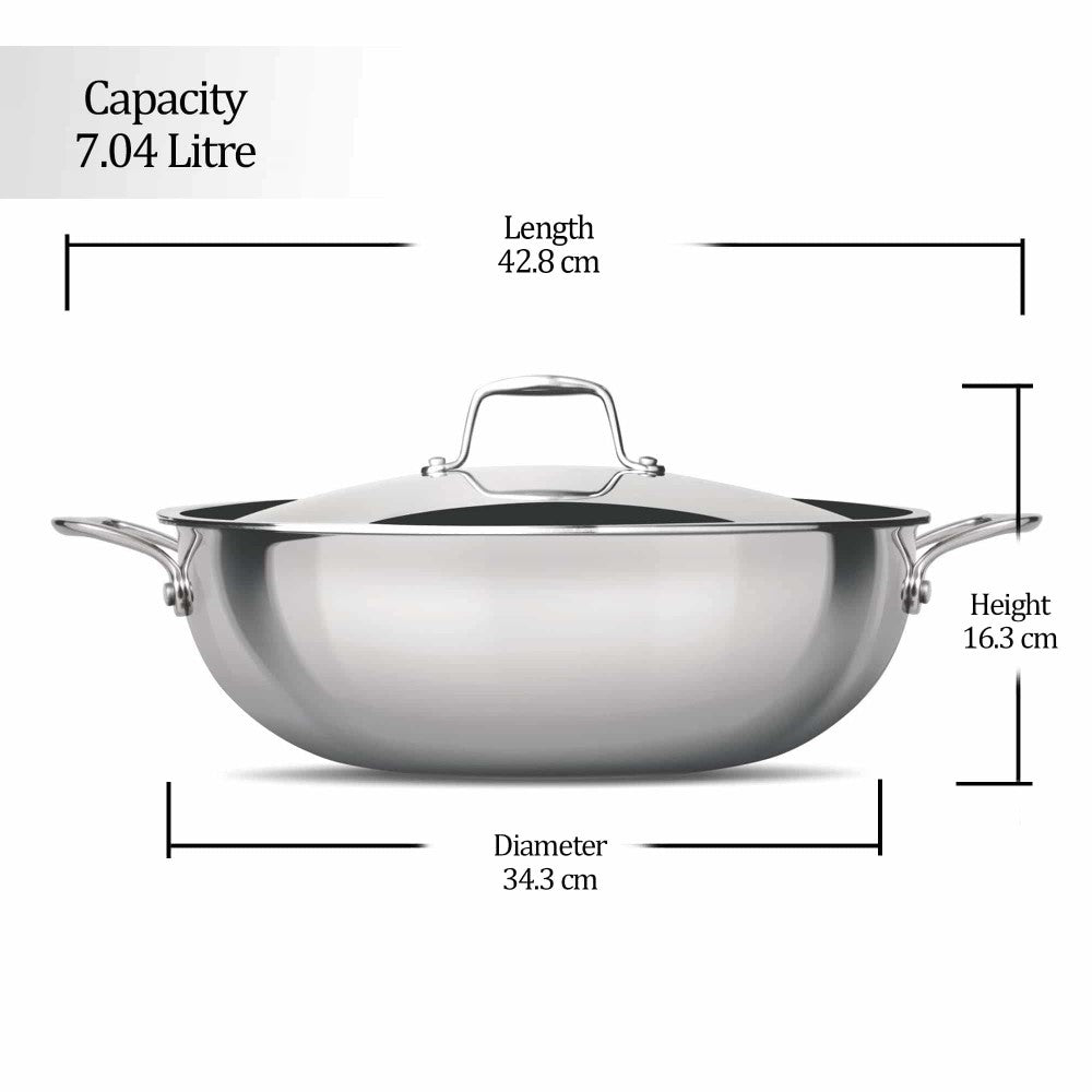 Triply Stainless Steel Kadhai with Lid (Milton Procook)