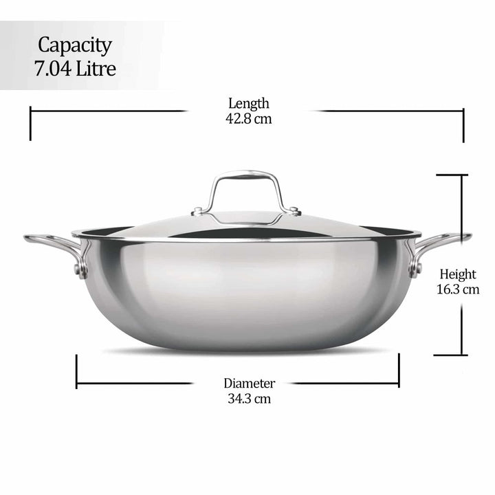 Triply Stainless Steel Kadhai with Lid (Milton Procook)