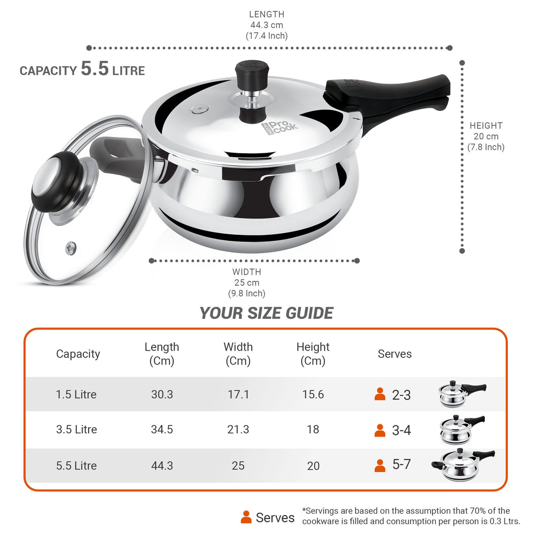 Pressure Cooker Outer Lid Curve Triply (Milton Procook)