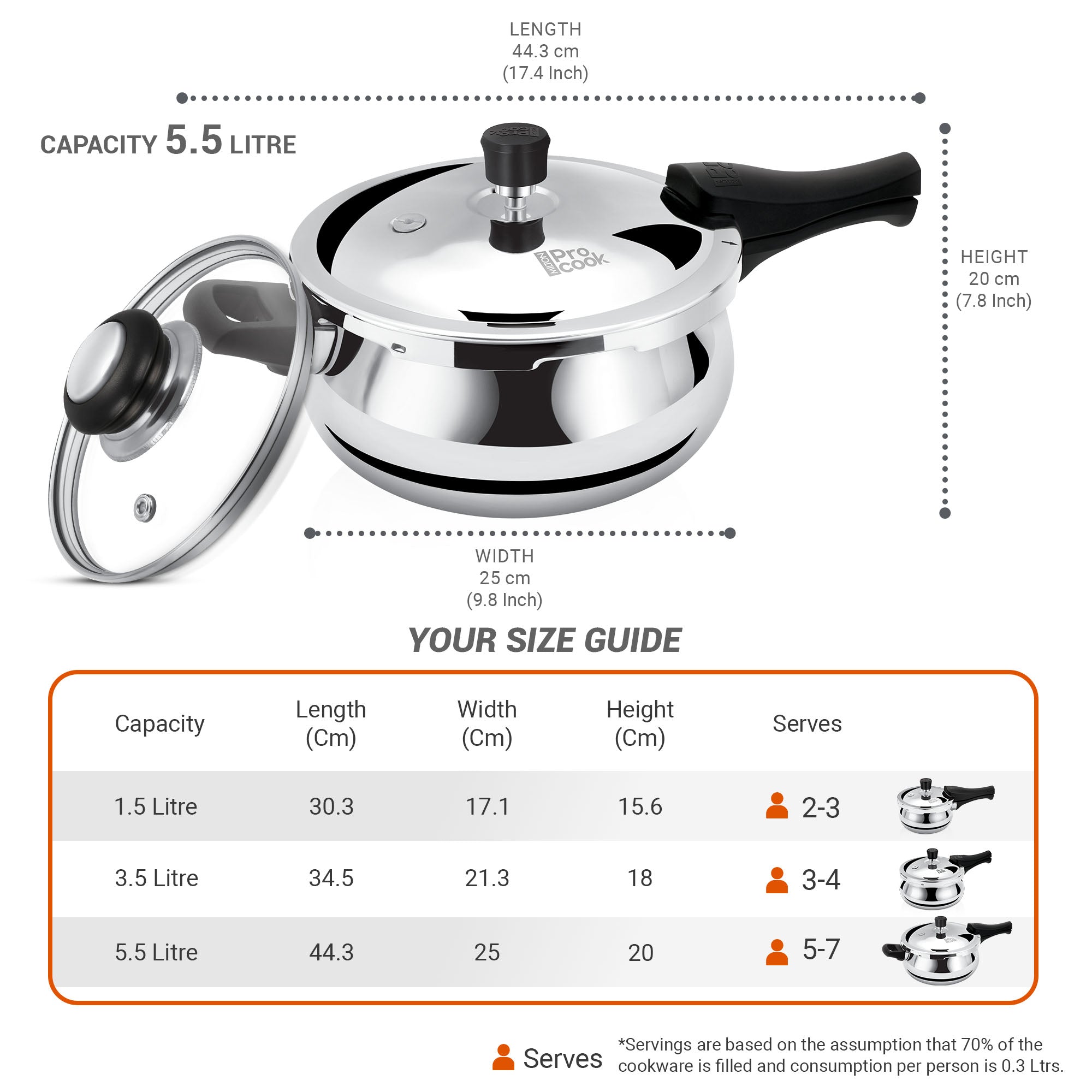 Pressure Cooker Outer Lid Curve Triply (Milton Procook)