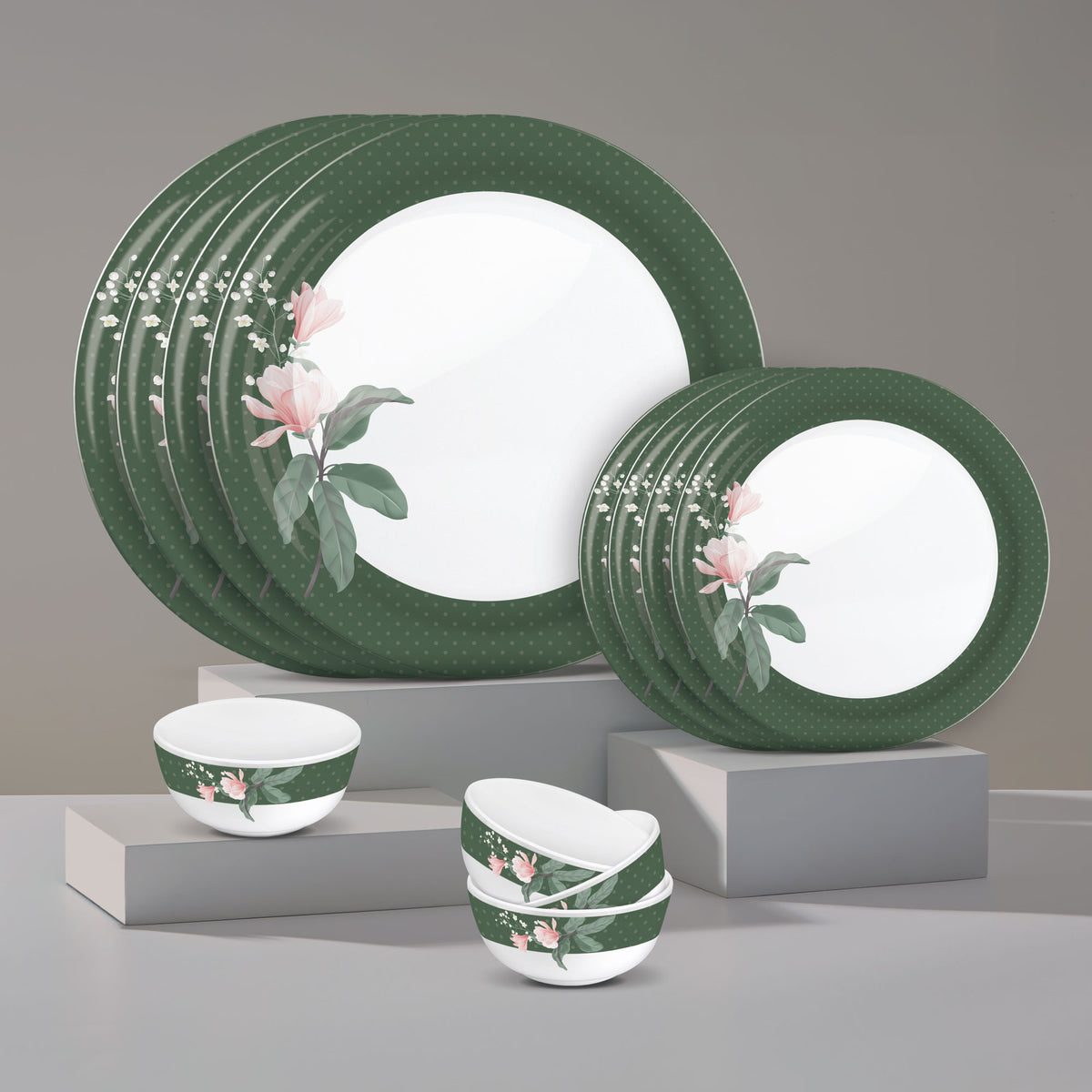 Lissome Dinner Set - Vintage Green (Melamine) - 12 Pcs Set