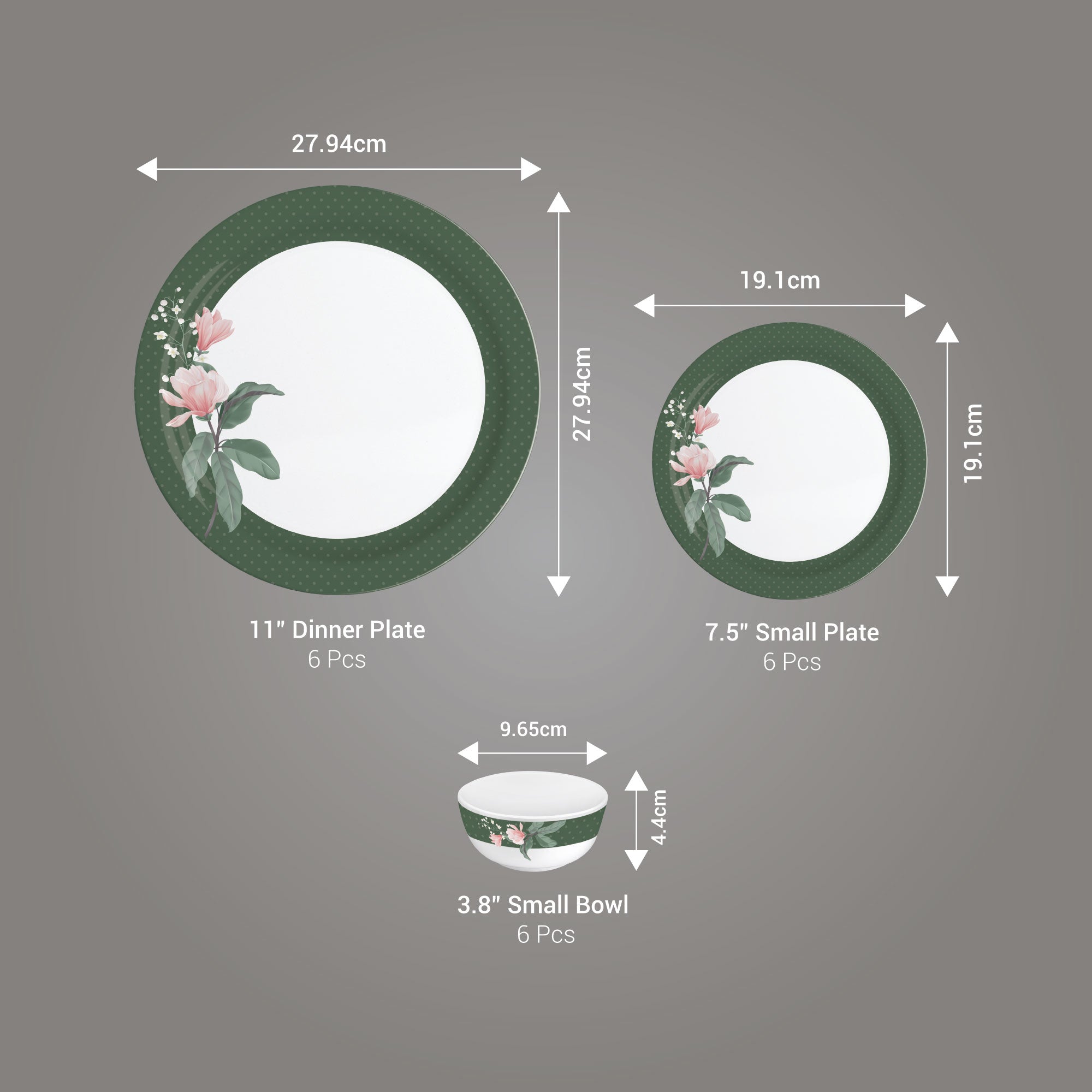 Lissome Dinner Set - Vintage Green (Melamine)