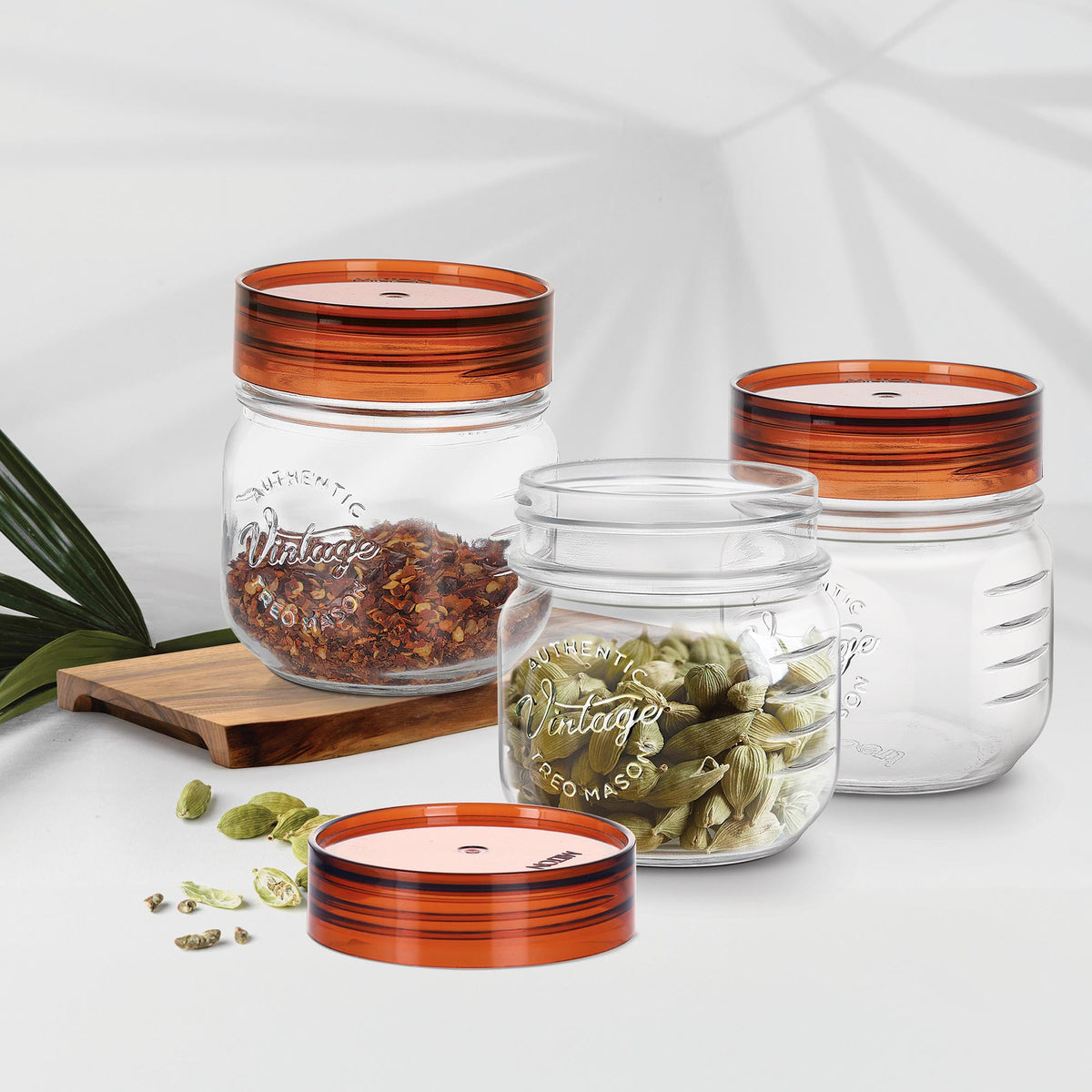 Vintage Glass Jar With Lid  (Treo by Milton) - 300 ml / 3 pcs set