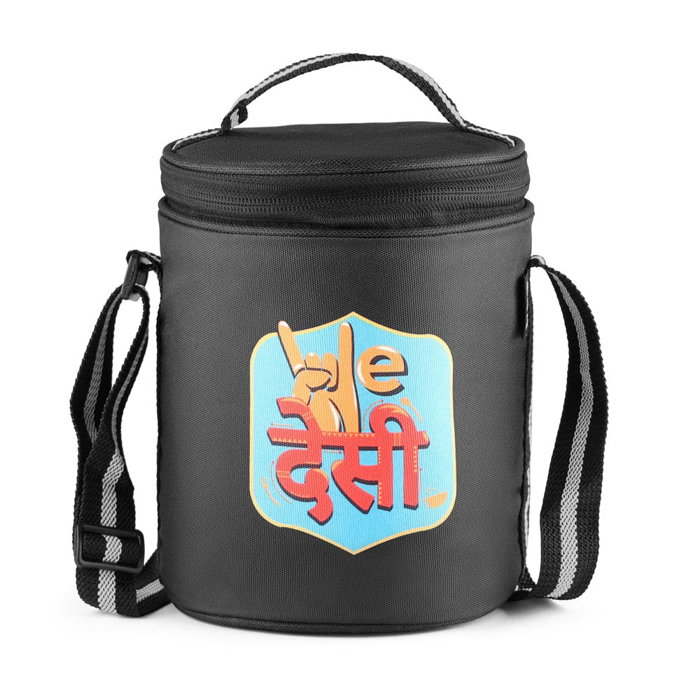 "We Desi" - Glass Tiffin with Printed Jacket