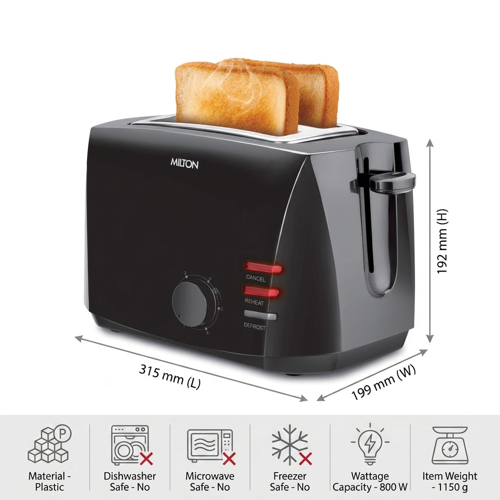 Gold Crust 2-Slice Pop Up Toaster (Milton Appliances)